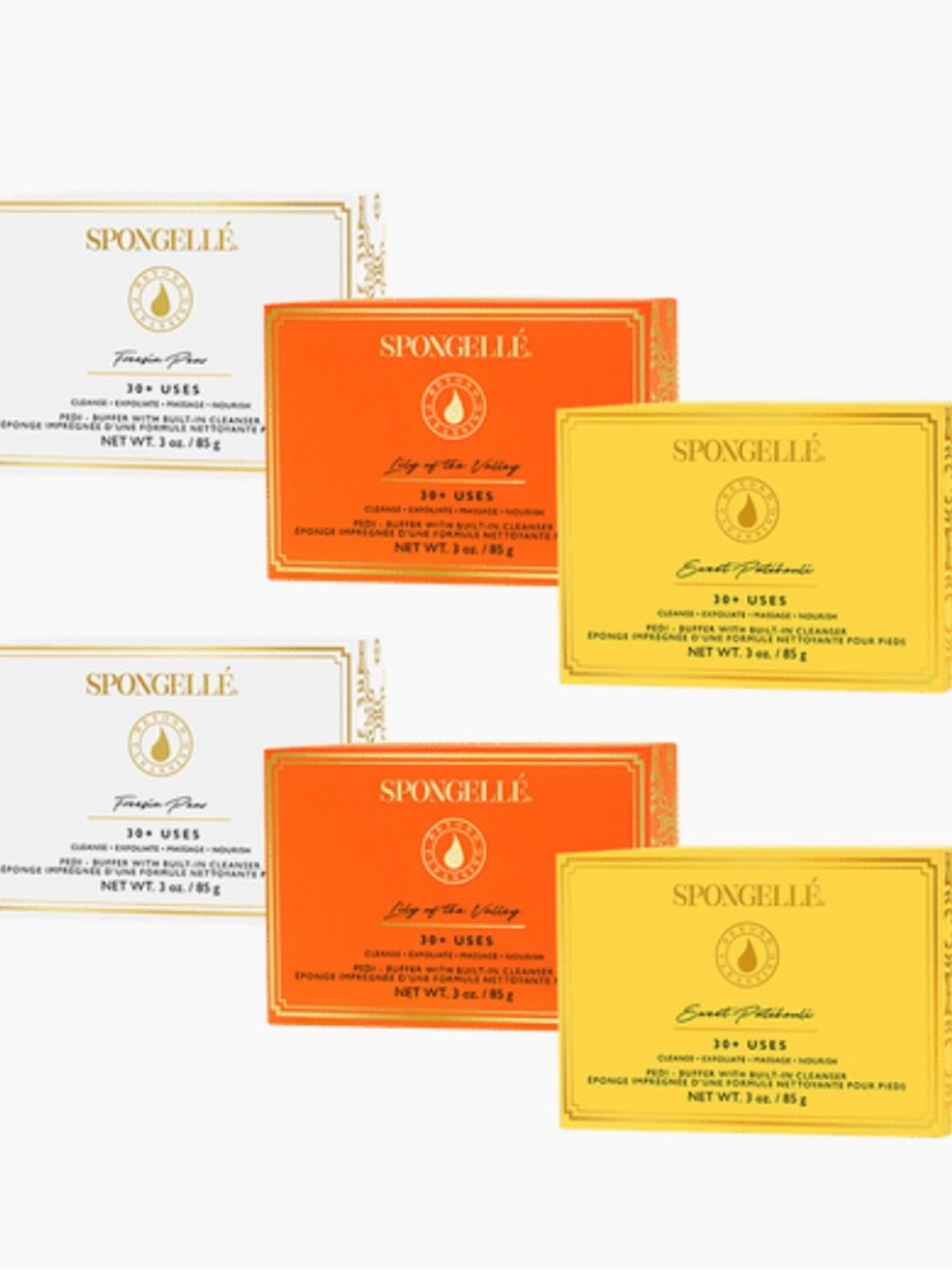 Spongelle 3-Pack Cleansing Sponges — White, Orange, Yellow